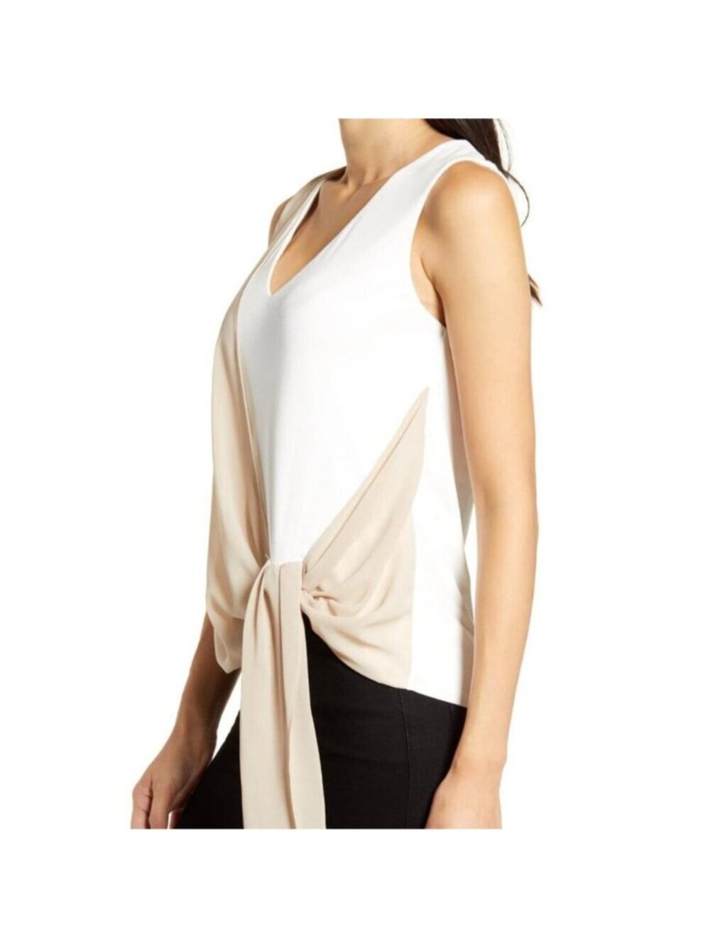 NWT Bailey 44 Side Tie Top Draped V Neck XL Neutral Quiet Luxury Fairy Chic - Picture 14 of 15